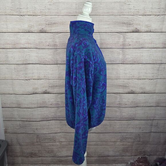 Vintage L.L. Bean Fleece Quarter Snap Patterned Pullover Small USA 70s 80s - Picture 5 of 9